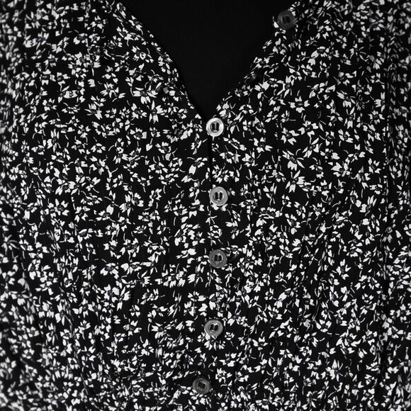 Free People Women's Dress Black White Floral Pockets Drawstring Oversized Size M - Picture 4 of 10